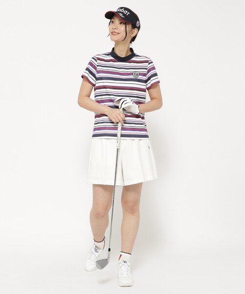 adabat（アダバット）の「◆【新レーベル ADABAT NAVY】吸水速乾/接触冷感 マルチボーダーモックネックT（Tシャツ/カットソー・レディース・ホワイト系3・42/40/38/36）」の15枚目の写真
