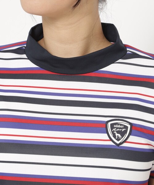 adabat（アダバット）の「◆【新レーベル ADABAT NAVY】吸水速乾/接触冷感 マルチボーダーモックネックT（Tシャツ/カットソー・レディース・ホワイト系3・42/40/38/36）」の20枚目の写真