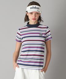 adabat | 【新レーベル ADABAT NAVY】吸水速乾/接触冷感 マルチボーダーモックネックT(Tシャツ/カットソー)