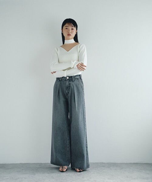 CODE A（コードエー）の「NEEDBY heritage ＊ CODE A｜AARON（デニムパンツ・レディース・グレー・24/25/26）」の12枚目の写真