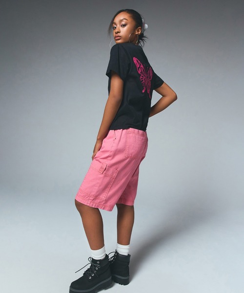 X-girl（エックスガール）の「FADED FACE EASY HALF PANTS（その他パンツ・レディース・ブラック/グレー/ピンク・S/M）」の7枚目の写真