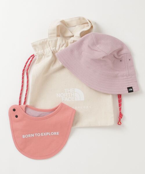 THE NORTH FACE(ザノースフェイス)の「ザ ノース フェイス THE NORTH FACE Baby Hat Bib Set_ハット ビブセット(ベビー)(その他ベビー用品・キッズ・ホワイト/ピンク/グリーン・J/M)」の1枚目の写真