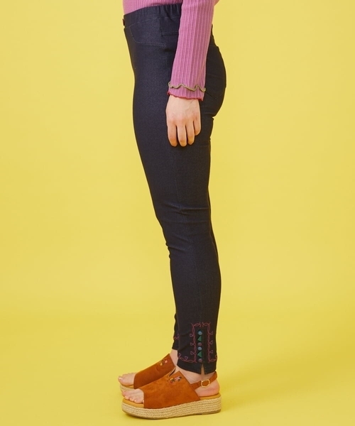 Jocomomola（ホコモモラ）の「Triangulo 刺繍レギンスパンツ（その他パンツ・レディース・ネイビー/チャコールグレー・42/40）」の3枚目の写真