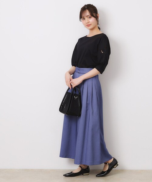 couture brooch（クチュールブローチ）の「【接触冷感・洗える・UV機能付き・二の腕カバー】デイジー＆リボン エンブロドルマントップス（Tシャツ/カットソー・レディース・ブラック/オフホワイト/ブルー系7/ピンク/オリーブ/ブラウン系その他/ブラック系2・38/36/42）」の20枚目の写真