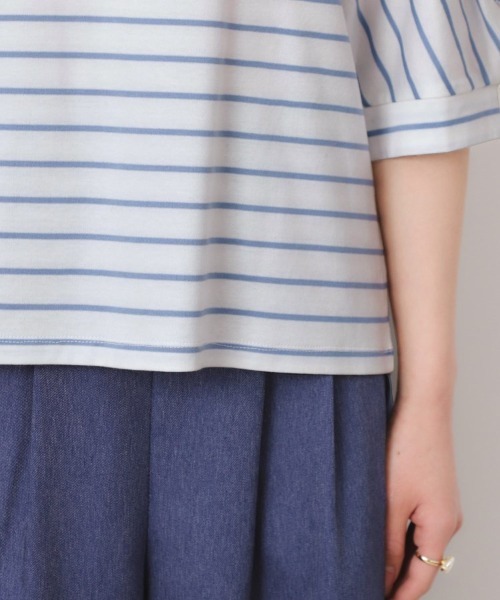 couture brooch（クチュールブローチ）の「【接触冷感・洗える・UV機能付き・二の腕カバー】デイジー＆リボン エンブロドルマントップス（Tシャツ/カットソー・レディース・ブラック/オフホワイト/ブルー系7/ピンク/オリーブ/ブラウン系その他/ブラック系2・38/36/42）」の10枚目の写真