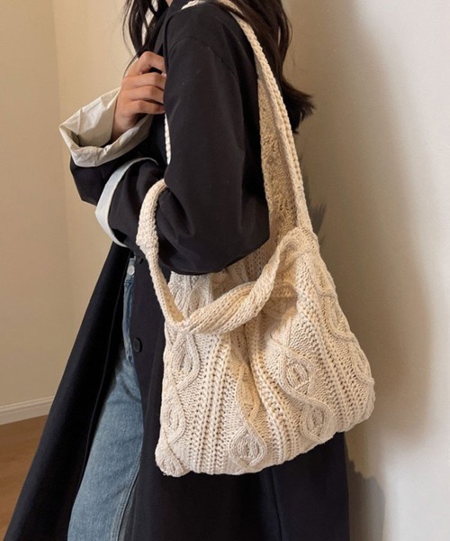 SallyLunn(サリーラン)の「編み込みワンショルダーバッグ(ショルダーバッグ・レディース・グリーン/ブラウン/アイボリー・FREE)」の5枚目の写真