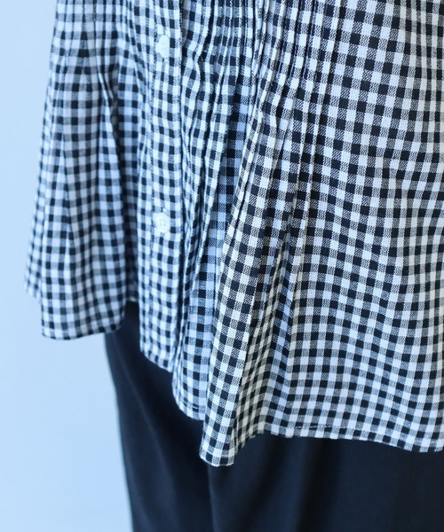 bulle de savon（ビュルデサボン）の「gingham pin tuck ブラウス（シャツ/ブラウス・レディース・ブラック/ブルー・FREE）」の16枚目の写真