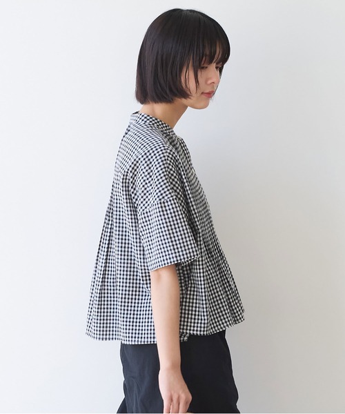 bulle de savon（ビュルデサボン）の「gingham pin tuck ブラウス（シャツ/ブラウス・レディース・ブラック/ブルー・FREE）」の8枚目の写真