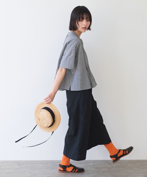 bulle de savon（ビュルデサボン）の「gingham pin tuck ブラウス（シャツ/ブラウス・レディース・ブラック/ブルー・FREE）」の4枚目の写真