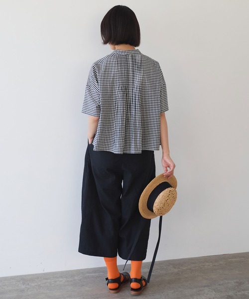 bulle de savon（ビュルデサボン）の「gingham pin tuck ブラウス（シャツ/ブラウス・レディース・ブラック/ブルー・FREE）」の5枚目の写真