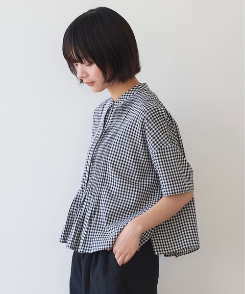 bulle de savon（ビュルデサボン）の「gingham pin tuck ブラウス（シャツ/ブラウス・レディース・ブラック/ブルー・FREE）」の6枚目の写真