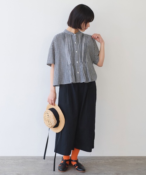 bulle de savon（ビュルデサボン）の「gingham pin tuck ブラウス（シャツ/ブラウス・レディース・ブラック/ブルー・FREE）」の12枚目の写真