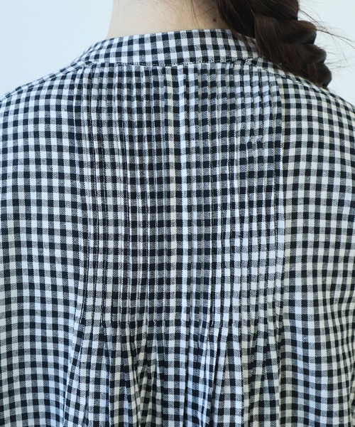 bulle de savon（ビュルデサボン）の「gingham pin tuck ブラウス（シャツ/ブラウス・レディース・ブラック/ブルー・FREE）」の17枚目の写真