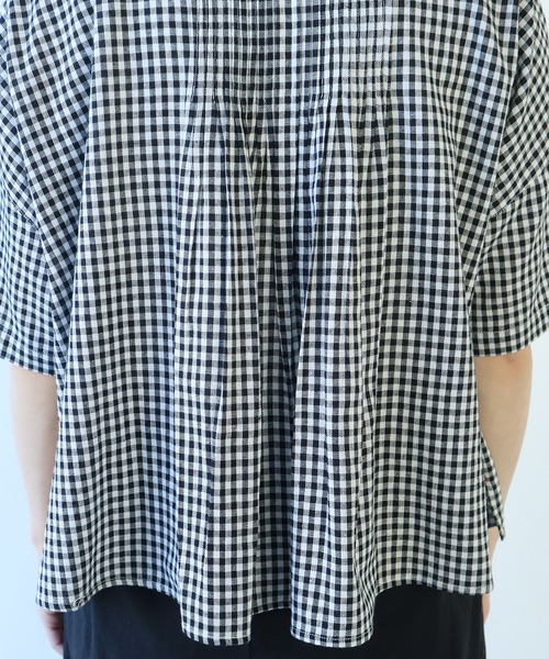 bulle de savon（ビュルデサボン）の「gingham pin tuck ブラウス（シャツ/ブラウス・レディース・ブラック/ブルー・FREE）」の18枚目の写真