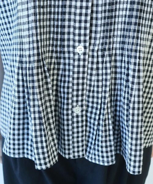 bulle de savon（ビュルデサボン）の「gingham pin tuck ブラウス（シャツ/ブラウス・レディース・ブラック/ブルー・FREE）」の22枚目の写真