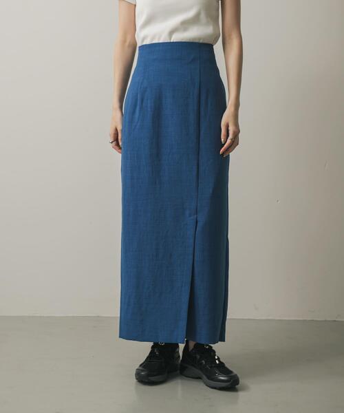 SENSE OF PLACE by URBAN RESEARCH（センスオブプレイスバイアーバンリサーチ）の「『UR TECH DRYLUXE』リネンライクスリットタイトスカート（スカート・レディース・ブラック/ライトベージュ/ブルー/ネイビー/チャコールグレー・X-SMALL/SMALL/MEDIUM/LARGE/TALL）」の5枚目の写真