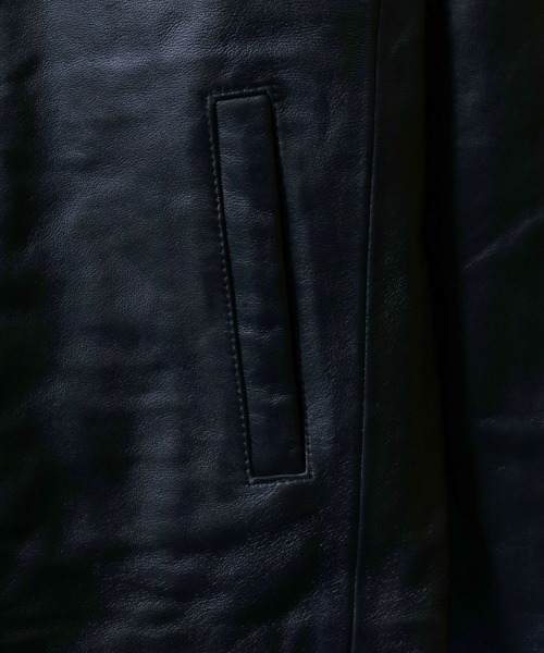 ANPAS(アンパス)の「Sheepskin Leather Pea Coat/羊革 レザー ピーコート ダブルジャケット ブルゾン(ピーコート・メンズ・ブラック・L/M/LL)」の6枚目の写真