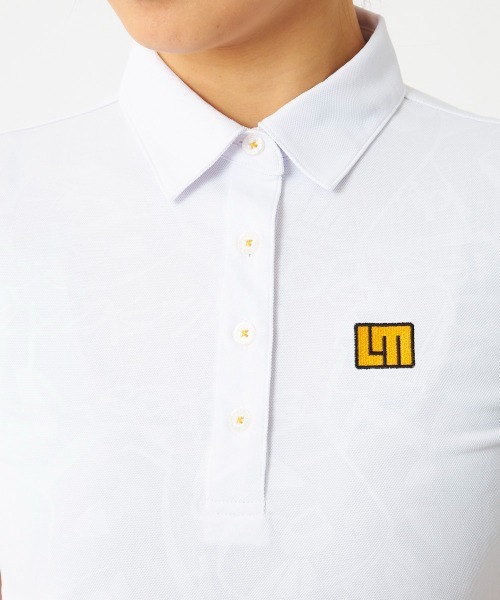 Loudmouth(ラウドマウス)の「LOUDMOUTH/ラウドマウス ゴルフウェア ブランド ロゴ エンボス ハーフボタン 半袖 シャツ ポロシャツ 吸汗速乾 UV(ポロシャツ・レディース・ピンク/ターコイズブルー/イエロー/ホワイト/ネイビー/ブラック・M/L/LL)」の9枚目の写真