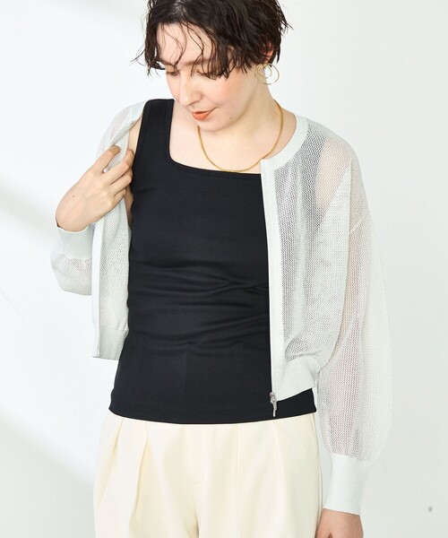 NOLLEY’S Sophi（ノーリーズソフィ）の「2WAYベアテレコタンクトップ（タンクトップ・レディース・ブラック/グレイッシュベージュ/オフホワイト・FREE）」の4枚目の写真