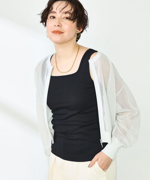 NOLLEY’S Sophi（ノーリーズソフィ）の「2WAYベアテレコタンクトップ（タンクトップ・レディース・ブラック/グレイッシュベージュ/オフホワイト・FREE）」の5枚目の写真