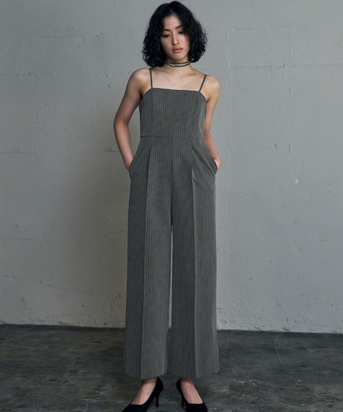 ピンストライプ オールインワン 結婚式 パンツドレス パーティードレス