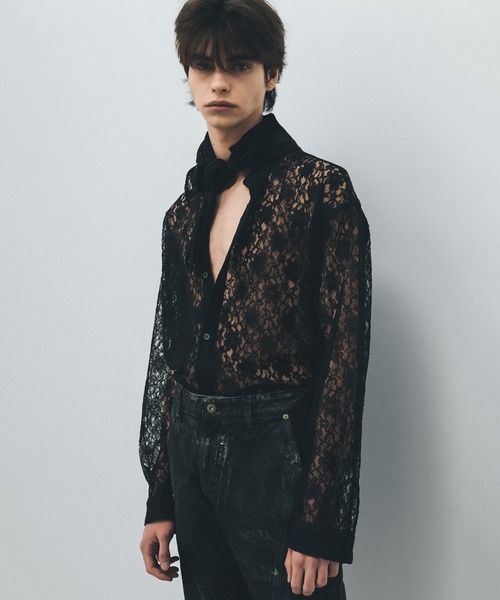 Juha(ユハ)の「CORD LACE L/S SHIRT(シャツ/ブラウス・メンズ・ブラック/グリーン・3/4)」の3枚目の写真