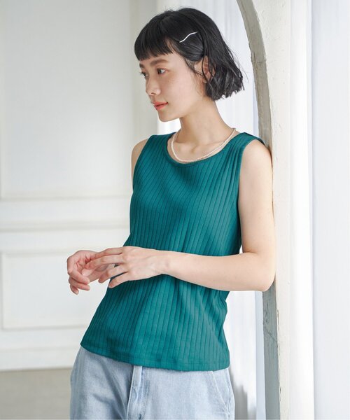 LBC（エルビーシー）の「【着やせ効果抜群】コットンUSA針抜きタンクトップ 25（タンクトップ・レディース・イエロー/ダークカーキ/ホワイト/ブラウン/ピンク/ブラック/チャコールグレー/その他30・M/L）」の12枚目の写真