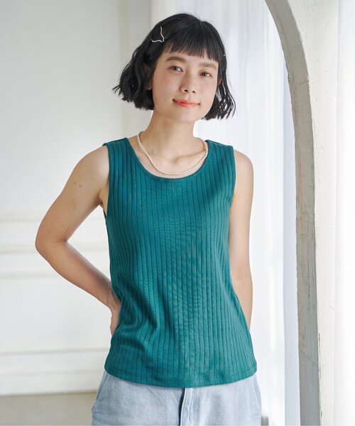 LBC（エルビーシー）の「【着やせ効果抜群】コットンUSA針抜きタンクトップ 25（タンクトップ・レディース・イエロー/ダークカーキ/ホワイト/ブラウン/ピンク/ブラック/チャコールグレー/その他30・M/L）」の13枚目の写真