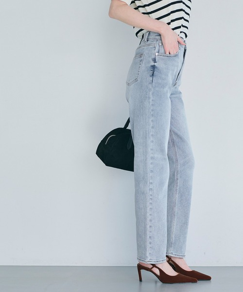 coca（coca）（コカ）の「しゃがめるテーパードデニム（デニムパンツ・レディース・ライトブルー/ブルー・S/L/M）」の8枚目の写真