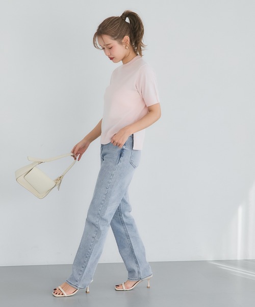 coca（coca）（コカ）の「しゃがめるテーパードデニム（デニムパンツ・レディース・ライトブルー/ブルー・S/L/M）」の5枚目の写真