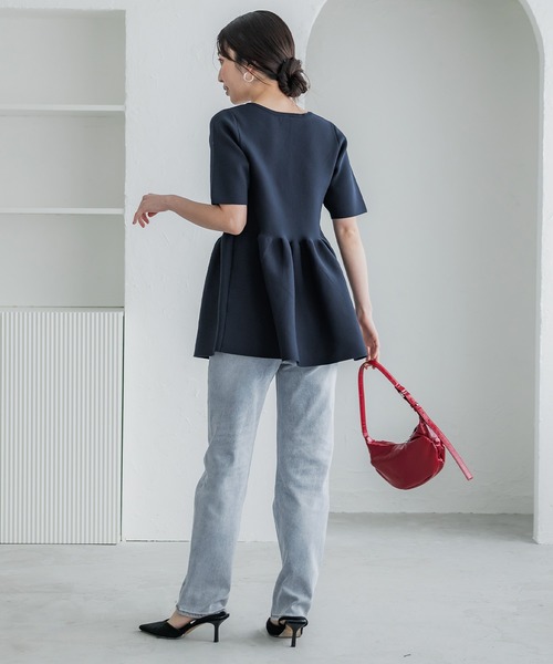 coca（coca）（コカ）の「しゃがめるテーパードデニム（デニムパンツ・レディース・ライトブルー/ブルー・S/L/M）」の7枚目の写真