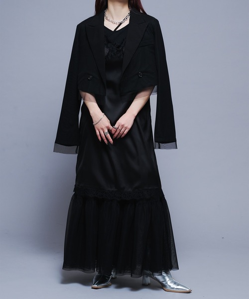 Ellno de Mavie(エルノデメヴィ)の「レースサテンキャミワンピース(ワンピース・レディース・グレー系その他/ブラック・FREE)」の7枚目の写真