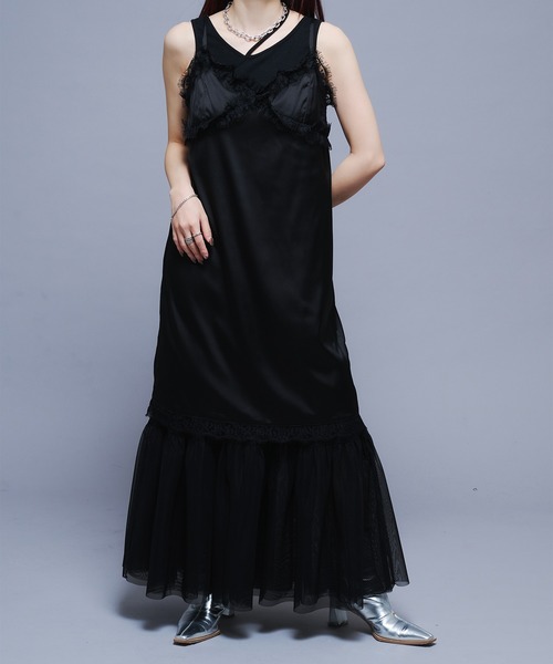 Ellno de Mavie(エルノデメヴィ)の「レースサテンキャミワンピース(ワンピース・レディース・グレー系その他/ブラック・FREE)」の8枚目の写真