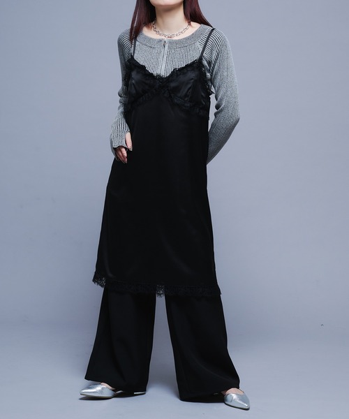 Ellno de Mavie(エルノデメヴィ)の「レースサテンキャミワンピース(ワンピース・レディース・グレー系その他/ブラック・FREE)」の3枚目の写真