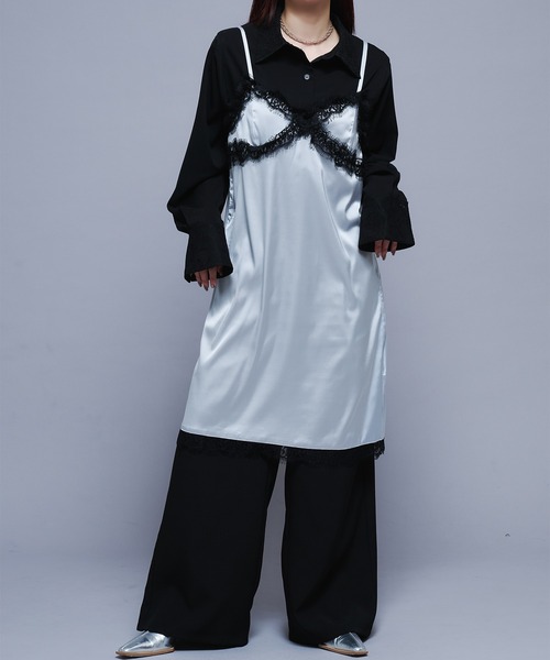 Ellno de Mavie(エルノデメヴィ)の「レースサテンキャミワンピース(ワンピース・レディース・グレー系その他/ブラック・FREE)」の10枚目の写真