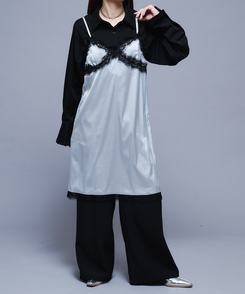 Ellno de Mavie(エルノデメヴィ)の「レースサテンキャミワンピース(ワンピース・レディース・グレー系その他/ブラック・FREE)」の12枚目の写真