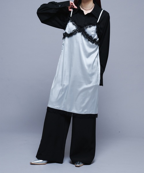 Ellno de Mavie(エルノデメヴィ)の「レースサテンキャミワンピース(ワンピース・レディース・グレー系その他/ブラック・FREE)」の13枚目の写真