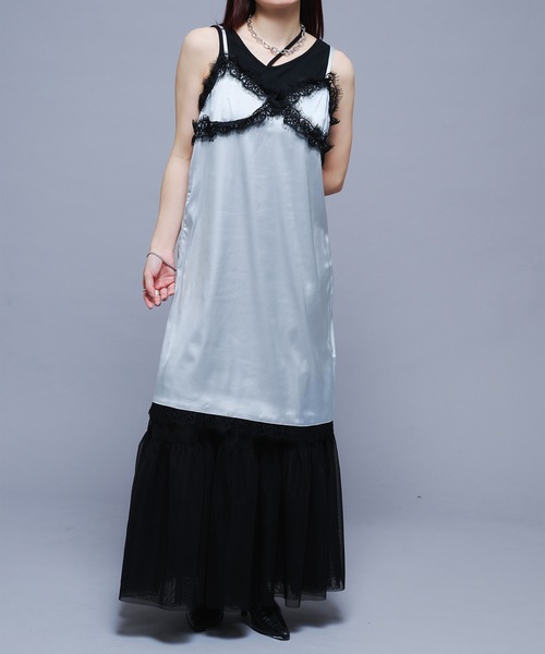 Ellno de Mavie(エルノデメヴィ)の「レースサテンキャミワンピース(ワンピース・レディース・グレー系その他/ブラック・FREE)」の14枚目の写真