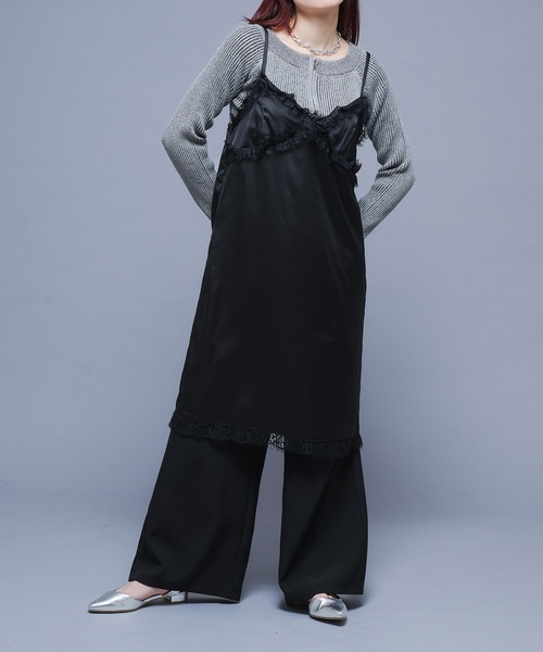 Ellno de Mavie(エルノデメヴィ)の「レースサテンキャミワンピース(ワンピース・レディース・グレー系その他/ブラック・FREE)」の5枚目の写真