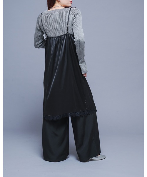 Ellno de Mavie(エルノデメヴィ)の「レースサテンキャミワンピース(ワンピース・レディース・グレー系その他/ブラック・FREE)」の6枚目の写真