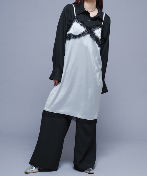 Ellno de Mavie(エルノデメヴィ)の「レースサテンキャミワンピース(ワンピース・レディース・グレー系その他/ブラック・FREE)」の15枚目の写真