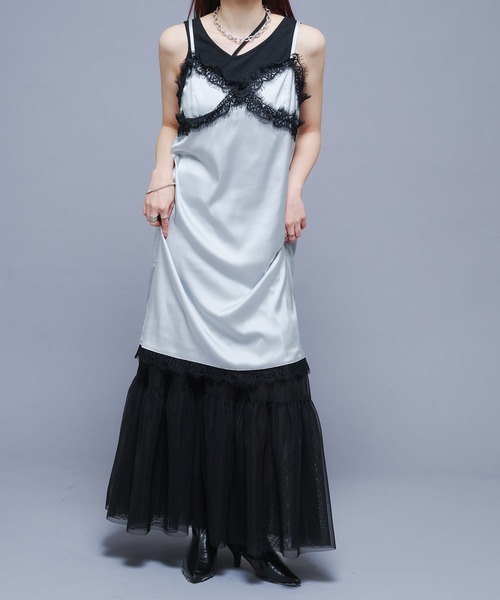 Ellno de Mavie(エルノデメヴィ)の「レースサテンキャミワンピース(ワンピース・レディース・グレー系その他/ブラック・FREE)」の17枚目の写真