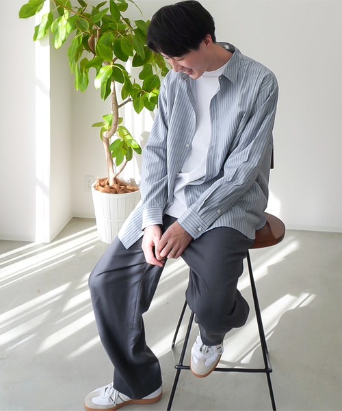 KOBE LETTUCE（コウベレタス）の「[ kiminaさんコラボ ] 選べる2タイプストライプシャツ（シャツ/ブラウス・レディース・ブルー/ホワイト/ベージュ系・M-Short/M-Long）」の14枚目の写真