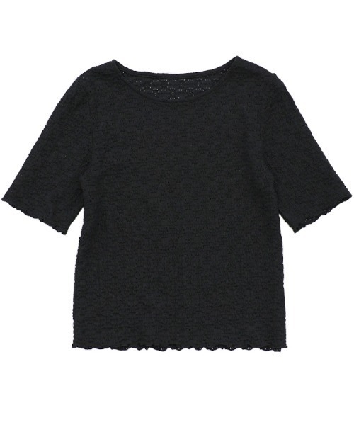 select MOCA(セレクトモカ)の「レースジャガードハーフスリーブトップス(Tシャツ/カットソー・レディース・ブラック/アイボリー・FREE)」の22枚目の写真