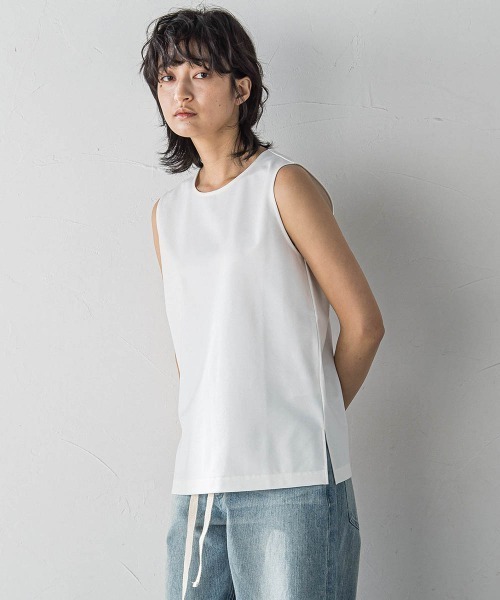 MAYSON GREY（メイソングレイ）の「MUTEKIタンクトップ≪洗濯機で洗える≫（Tシャツ/カットソー・レディース・ホワイト/ネイビー/ブラック・M）」の2枚目の写真
