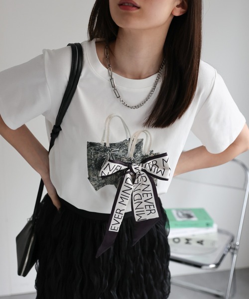 セール】ドッキングリボントップス/Tシャツ/半袖/バレエコア