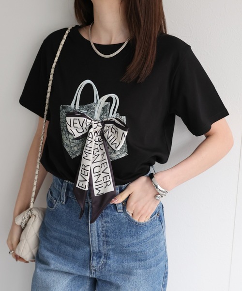 sakishimatokyo(サキシマトーキョー)の「ドッキングリボントップス/Tシャツ/半袖/バレエコア/カットソー(Tシャツ/カットソー・レディース・グレー/ホワイト/ブラック・FREE)」の5枚目の写真