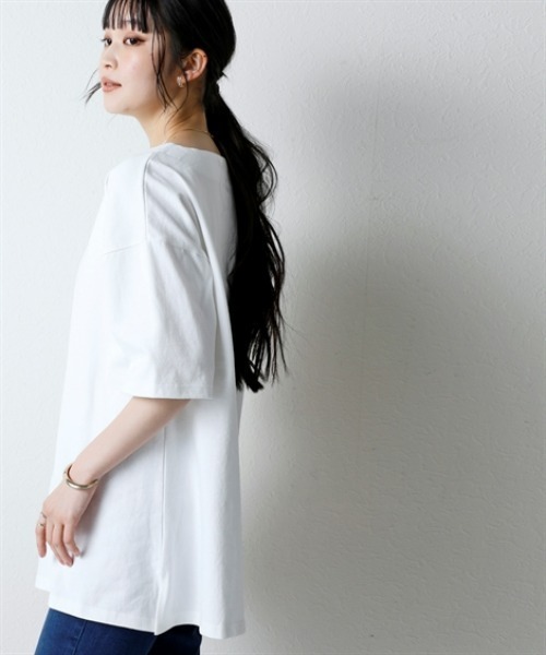 nissen（ニッセン）の「綿１００％バスクオーバーサイズ５分袖チュニック（UVカット）＜大きいサイズ有＞（Tシャツ/カットソー・レディース・オフホワイト/ブラック/ダークグレー/ベージュ/ピンク/グリーン・S～Ｍ/L～LL/3L～4L）」の15枚目の写真