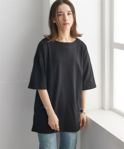 nissen（ニッセン）の「綿１００％バスクオーバーサイズ５分袖チュニック（UVカット）＜大きいサイズ有＞（Tシャツ/カットソー・レディース・オフホワイト/ブラック/ダークグレー/ベージュ/ピンク/グリーン・S～Ｍ/L～LL/3L～4L）」の20枚目の写真