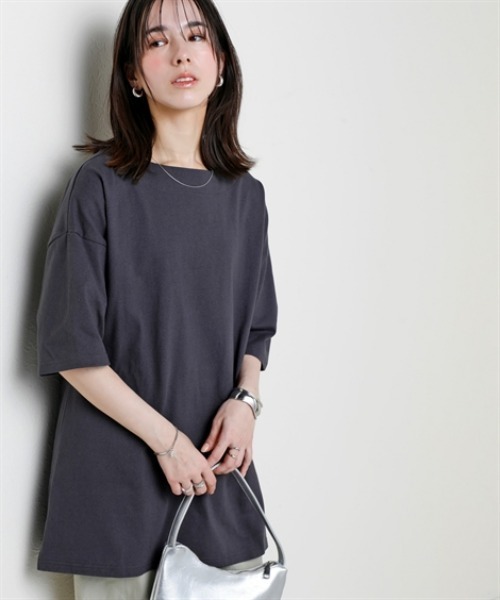 nissen（ニッセン）の「綿１００％バスクオーバーサイズ５分袖チュニック（UVカット）＜大きいサイズ有＞（Tシャツ/カットソー・レディース・オフホワイト/ブラック/ダークグレー/ベージュ/ピンク/グリーン・S～Ｍ/L～LL/3L～4L）」の22枚目の写真